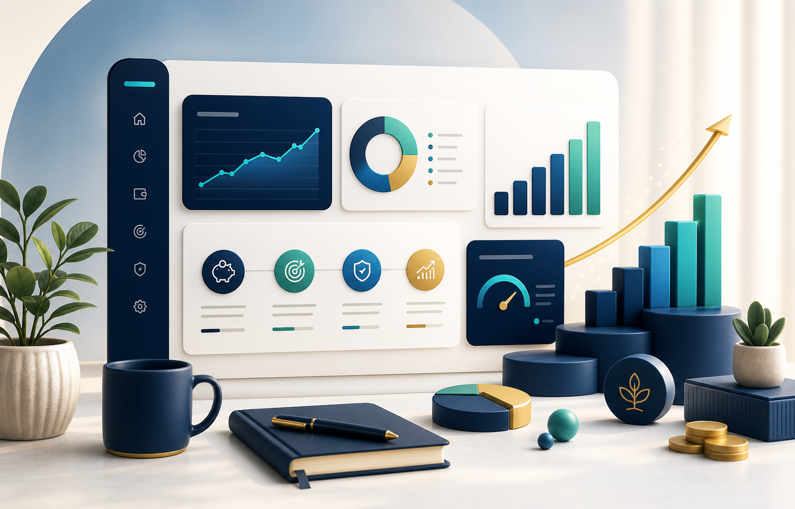 Premium financial growth dashboard illustration